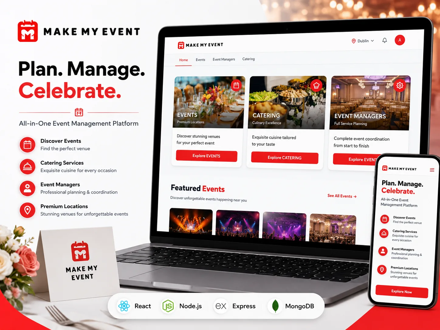 MakeMyEvent event management platform homepage